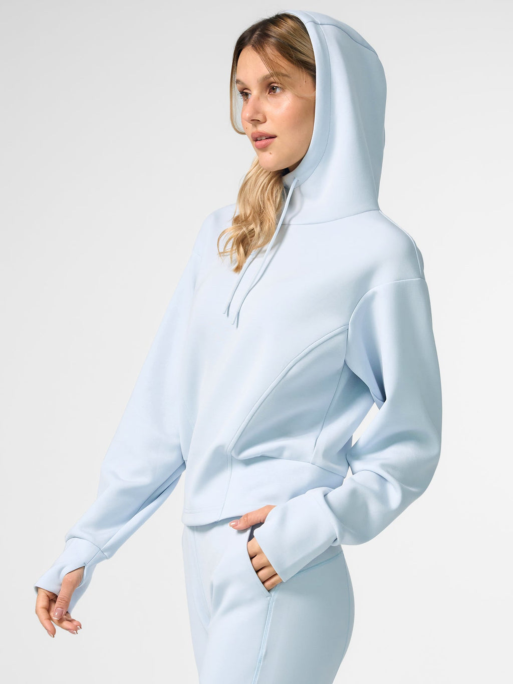 Modal Blend Hoodie And Drawstring Flare Pants Set