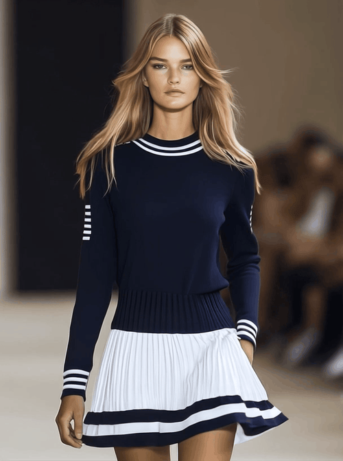 Calypso | Women's Striped Round Neck Mini Dress