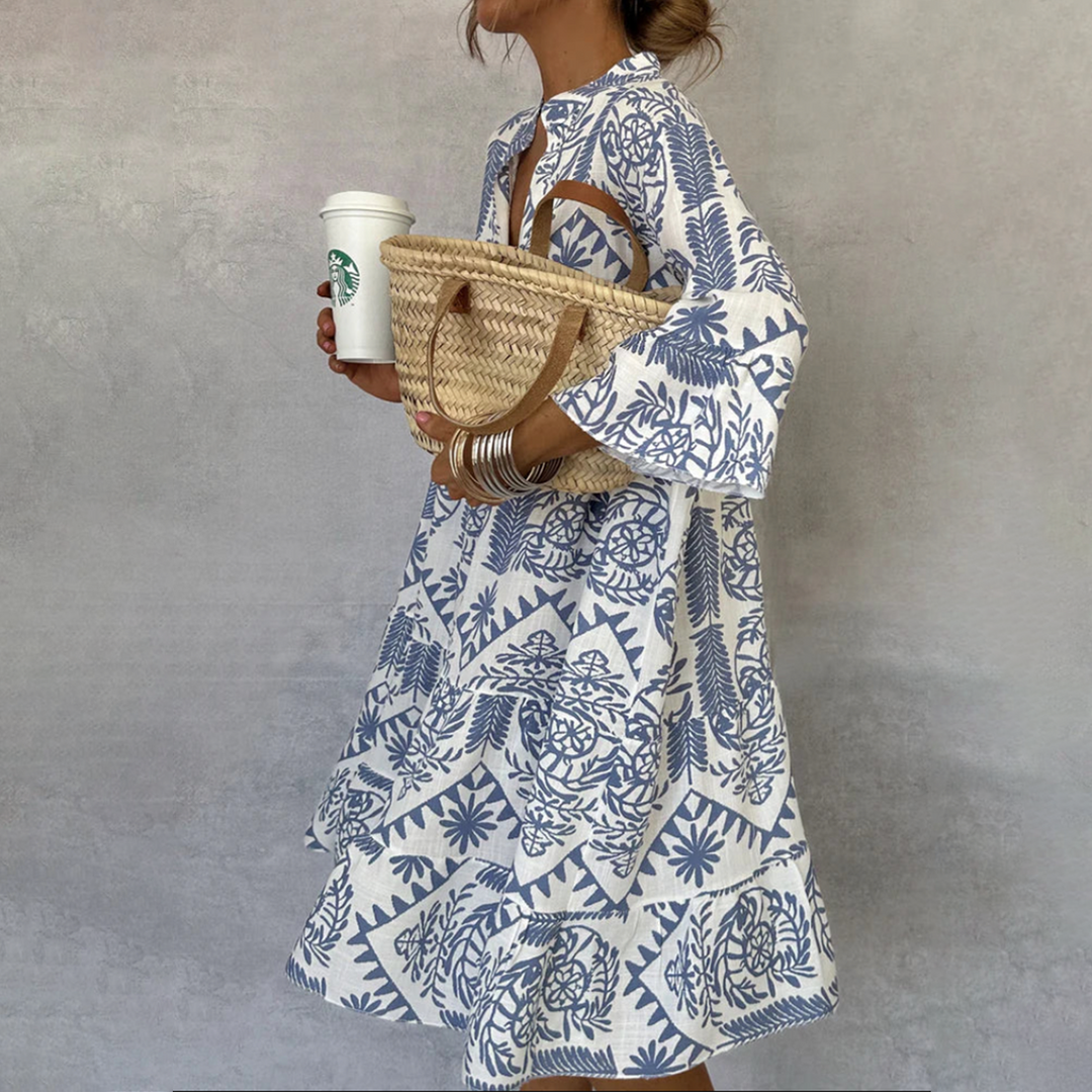 Dahlia | Women's Patterned Long Sleeve Mini Dress
