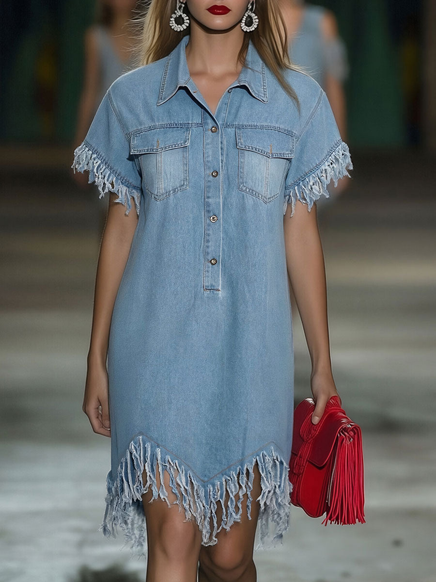 Marisol | Women's Collared Fringe Mini Dress