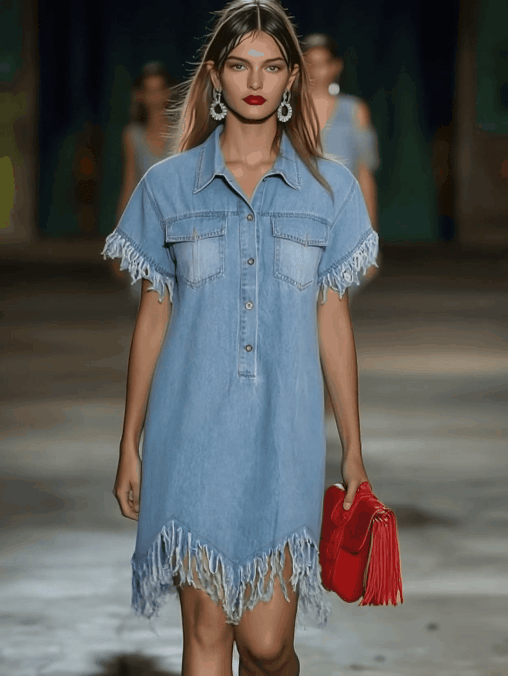 Marisol | Women's Collared Fringe Mini Dress