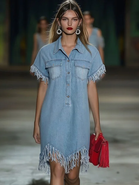 Marisol | Women's Collared Fringe Mini Dress